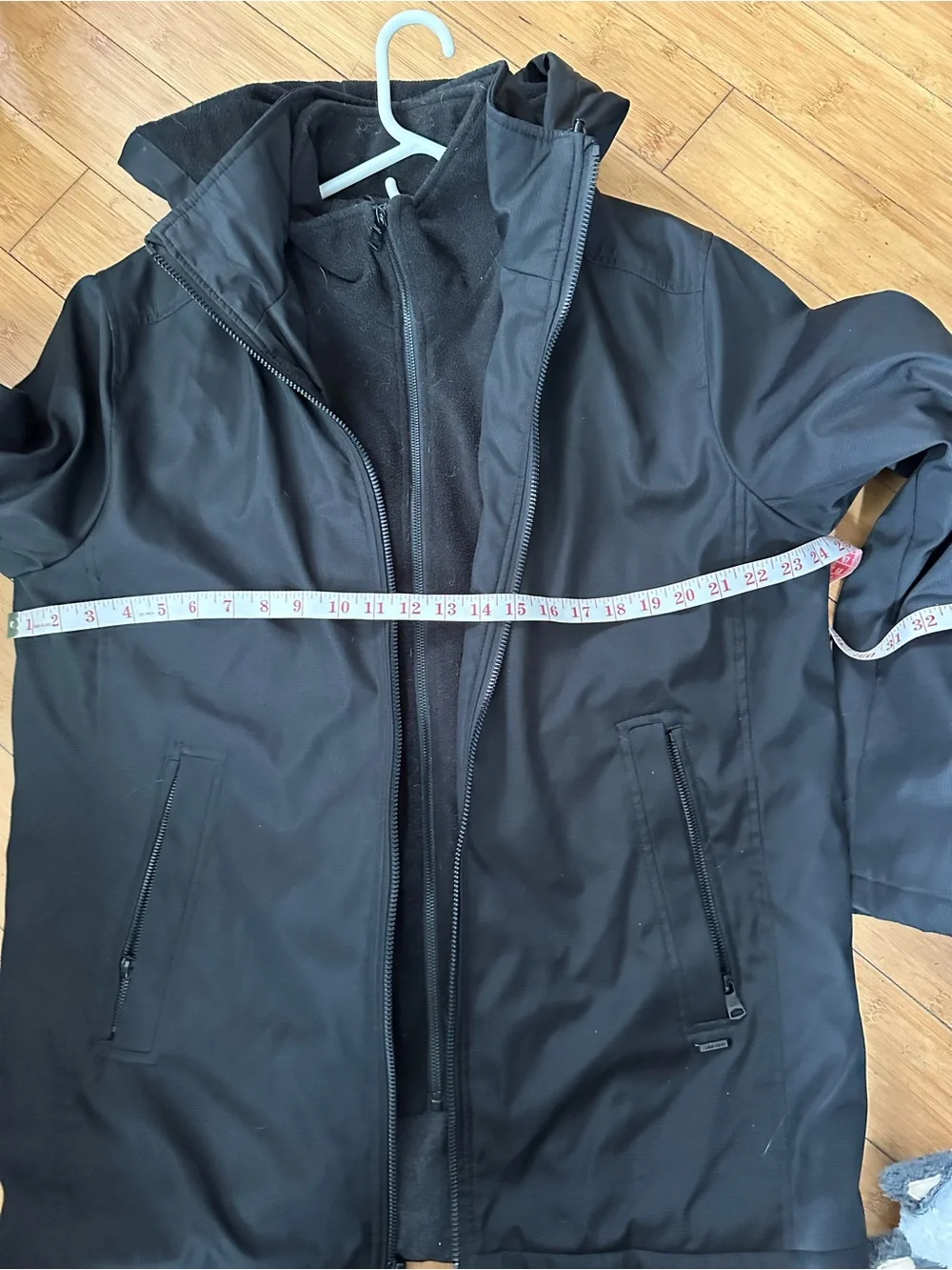 Calvin Klein Black Hooded Raincoat - Zip Front